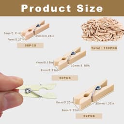 Dailygoods - Houten knijpers, mini-wasknijpers, 150 stuks, decoratieve knijpers, kleine houten wasknijpers, voor foto's, collages, ansichtkaarten, geschenken (drie maten) — thumbnail 2