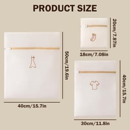 Dailygoods - Set van 3 wasnetten voor wasmachine, dikke waszak met geel borduurwerk, fijn net, anti-vervorming, ritssluiting, bescherming voor delicate kleding, 3 maten — thumbnail 5