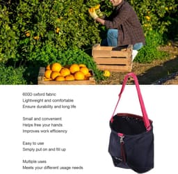 Oogsttas - Plukzak - Fruit Plukken - Handsfree Werken - 38 x 33 cm - Groen — thumbnail 3
