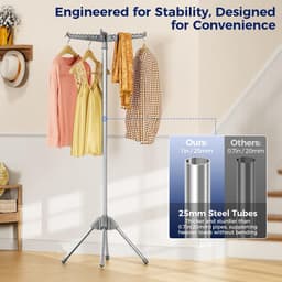 Dailygoods- Droogrek Opvouwbaar - Ruimtebesparend Wasrek - Roestbestendig - Geschikt Voor Binnen/Buiten - 63,5 x 63,5 x 150 cm - Wasdroger — thumbnail 2