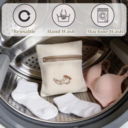 Dailygoods - Laundry Bags Wasmachine-netzakken, 2 stuks, met hersluitbare was, 18 x 20 cm, geschikt voor fijne was, beha's, sokken en schoenen — thumbnail 3