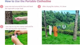 Draagbare Waslijn - Reis Waslijn - Buiten Droge Kleding - Met 12 Clips - 1.8 tot 3 Meter - Roze — thumbnail 4