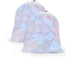Dailygoods - OTraki Wasnet voor wasmachine, 40 x 50 cm, 2 stuks, grote waszak, met trekkoord, herbruikbare fijnmazige waszakken voor college, slaapzaal en woning (wit)