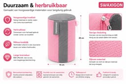 SWAXIGON - Schoenwaszak - Waszak voor schoenen - Herbruikbaar - Wasmachine&Droger - voor Sneakers en Tennisschoenen- Pink/Grijs — thumbnail 5