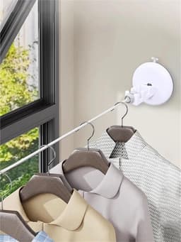 Intrekbare Waslijn - Waskabel Droger - Ruimtebesparend Drogen - Zuignap Installatie - 10 Meter - Wit — thumbnail 4
