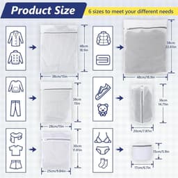 Dailygoods- Waszak Stevige Waszakken met Netritssluiting - Waszak Groot/Middelgroot/Klein/Mini - 10 Stuks - Ideaal voor Fijne Was - Ondergoed/Sokken/Beha's - Wasnet — thumbnail 5