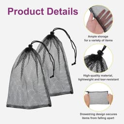 Dailygoods- Waszak - 10 Stuks - Nylon Trekkoord Opbergtassen - Multifunctionele Wasserijtas - Zwart - Duurzaam en Scheurbestendig - Opbergtas — thumbnail 4