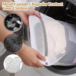 Waszakken, mesh waszakken met rits witte waszak delicate waszak lingerie tas voor wassen delicate kleding sokken beha lingerie — thumbnail 3