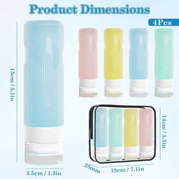 4 stuks reiscontainers, comprimeerbare siliconen slangen, BPA-vrije container, reisflessen met transparante zak, reisfles van siliconen, 90 ml, voor shampoo, lotion, cosmetica — thumbnail 2