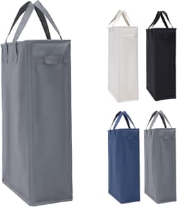 wasmand met handgrepen, inklapbare kledingmand hoge rechthoekige wasmand met ademende gaashoes, opvouwbare wasmand voor badkamer (45 l, donkergrijs) — thumbnail 1