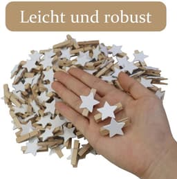 Sterren Wasknijpers 105 Stuks - Houten Klemmen - Decoratieve Clips - Handwerk Klemmen - Kerstmis Decoratie - Veilig Materiaal — thumbnail 2