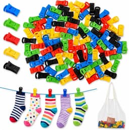 SnelShoppen - 60 Pcs Wasmachine Droger Sokken Clips met Opbergdoos, Sokken Houder, Gemakkelijk Organiseren, Sterke POM Materialen, Geen Vouwen Nodig, — thumbnail 1