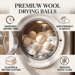 SnelShoppen - Wollen Wasballen - Droogtijd Verkorten - Eco-vriendelijk Wasaccessoires - 6 Stuks voor Huishoudens en Reizigers - Voorkomt Kreuken en St — thumbnail 3