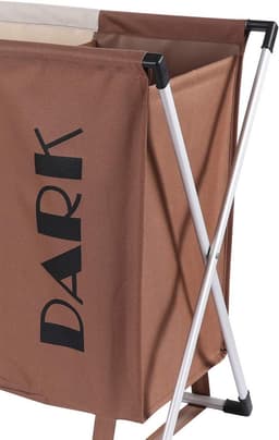 SnelShoppen - 2 Compartiments Wasmand voor Donker & Licht - 60 Liter Vouwbare Wasbasket - Ideaal voor Kleding Sorteren - Badkamer Wassorter met 2 Zakj — thumbnail 2