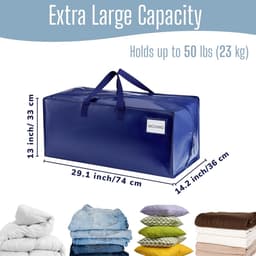 SnelShoppen - 8 Pack Verhuis Tassen Extra Groot Heavy-Duty Met Rugtasriemen, Sterke Handgrepen & Ritsen, Kledingopslag, Verpakkings- en Waszakken, Her — thumbnail 4