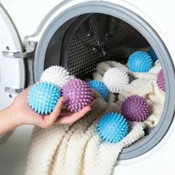 SnelShoppen - 6 Wasballen voor Donsjacks, Herbruikbare Drogerballen, Verbeterde Luchtcirculatie, Kleine en Lichtgewicht Kleding Reiniging, Witte, Blau — thumbnail 2