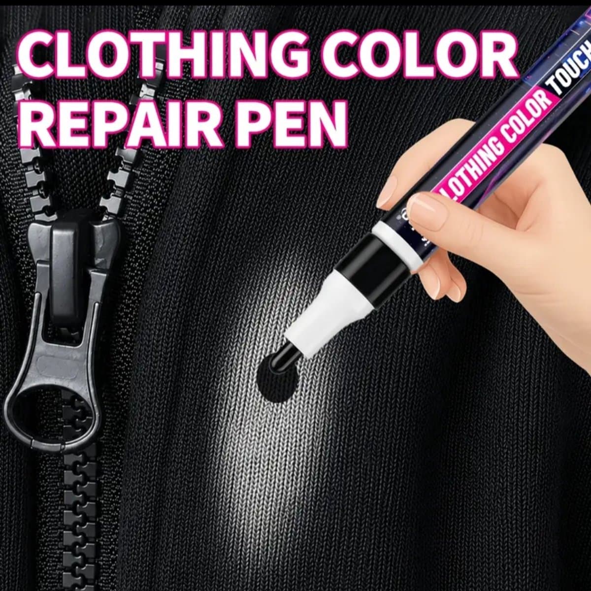 Zwarte Kleding Reparatiestift Textielstift Stift – Corrigeert Chloorvlekken, Verkleuring & Slijtage – Sneldrogend — afbeelding 1