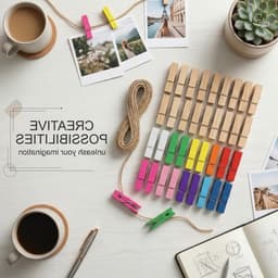 40 stuks kleine houten knijpers met draad voor fotowand, foto's ophangen en bruiloftdecoraties — thumbnail 4