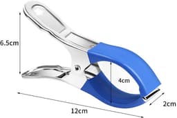 12-pack - Wasknijpers - Metalen veerklemmen - Meubelklemmen - Windbestendige, sterke klemmen - Multifunctioneel - Roestvrij staal - Geschikt voor waslijnen buiten, strandstoelen, tafelkleden en kleding - 12*2*6,5 cm - Blauw — thumbnail 2
