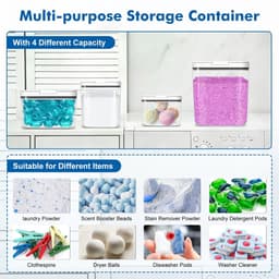 Dailygoods- Wasmiddelopslag 4 Stuks - Plastic Opbergdoos - Maatbekers - 5,5/2,8/2/1,2 l Capaciteit - Organisatie voor Wasmiddel - Wasparfum Opslag - Wasmiddelcontainer — thumbnail 4