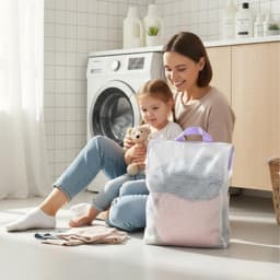 Wasnetjes met ritssluiting - Wit - 30 x 40 cm - Duurzaam micro-mesh met handvat - Voor wasmachine en reizen — thumbnail 2