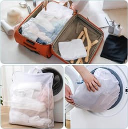 Wasnetjes met ritssluiting - Wit - 50 x 60 cm - Polyester Waszak met Handgrepen - Voor Wasmachine — thumbnail 2