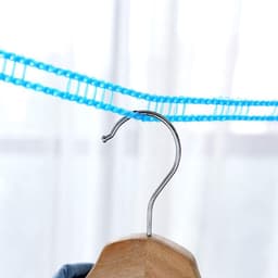 2 stuks Draagbare waterdichte waslijn, Nylon Waslijn (Blauw, Groen) | Nylon, lengte: 5 m, roosterontwerp, in lengte verstelbaar, stevig en duurzaam, voor het drogen van kleding, beddengoed enz. — thumbnail 4