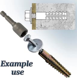 - Set van 15 metalen expansiepluggen met externe vertanding Ø8x60 mm kleur goud + 15 houtdraadbouten Ø6x60 mm gedeeltelijke schroefdraad + 15 brede ringen voor M6-bout + zeskantsleutel SW10 — thumbnail 2