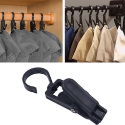 20 stuks hoedklemmen met kleerhangerhaken, draaibare haak, voor het ophangen van hoed, kleding, sjaal, sokken, handdoek (zwart) — thumbnail 2