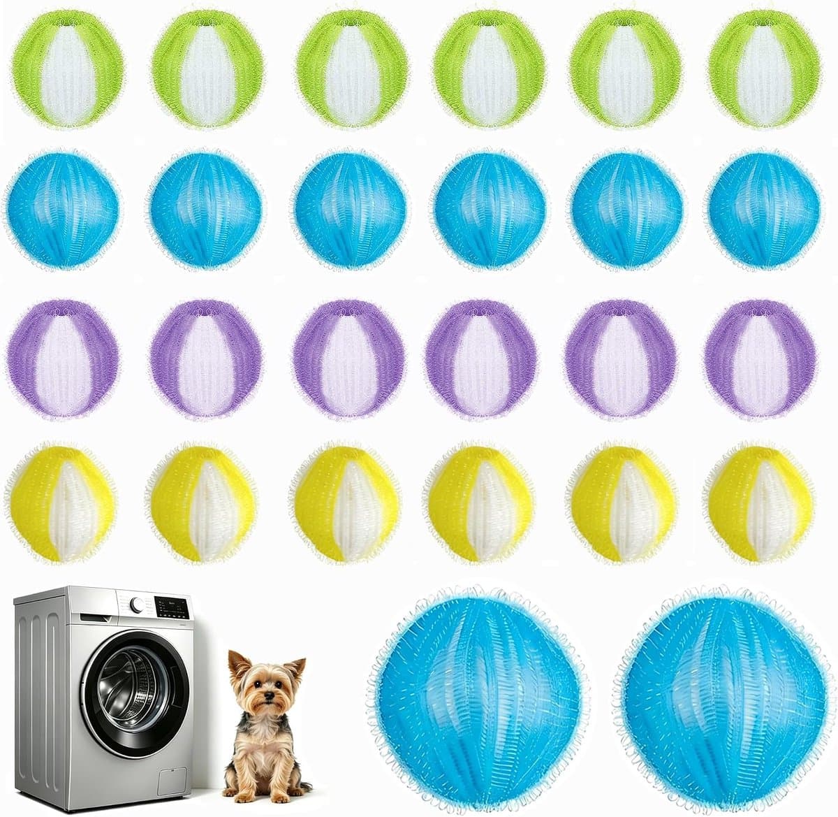 SnelShoppen - 24 Dierenhaarverwijderaars voor Wasmachine, Herbruikbare Pluisballen voor Honden en Katten, Effectieve Haarvanger voor Kleding en Bedden — afbeelding 1