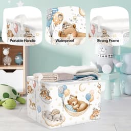 SnelShoppen - Vouwbare Baby Wasmand Dieren Thema - 36L Kinder Opbergmand voor Kleding, Speelgoed en Kamerdecoratie - Geschikt voor Jongens en Meisjes — thumbnail 5