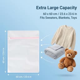 Wasnet voor wasmachine - 3 stuks, 60 x 60 cm, fijnmazig waszak voor delicate kleding, blouses en beddengoed, ideaal voor reisopslag en bescherming tijdens het wassen — thumbnail 4