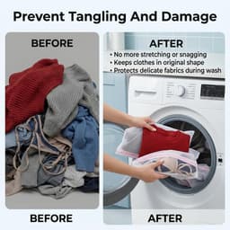 Wasnet voor wasmachine - 3 stuks, 60 x 60 cm, fijnmazig waszak voor delicate kleding, blouses en beddengoed, ideaal voor reisopslag en bescherming tijdens het wassen — thumbnail 5