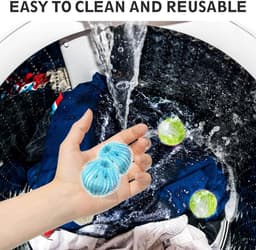 TEKROA®12 -pack - Herbruikbare wasballen - Verwijdert haar en vlekken - Wasmachine / Wasgoed Huisdierhaarvanger - en hondenhaar uit kleding - 5 cm diameter - Blauw — thumbnail 4