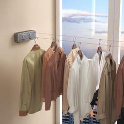Uittrekbare Waslijn - Wand Waslijn - Kleding Drogen - Doorhangvrije Lijn - 4.2 Meter - Grijs — thumbnail 4
