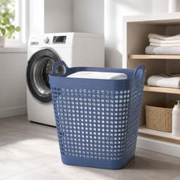 Storage Solutions Wasmand - 2x - blauw - 48 liter - 40 x 51 cm - kunststof - wasbox - mand voor wasgoed - badkamer — thumbnail 2