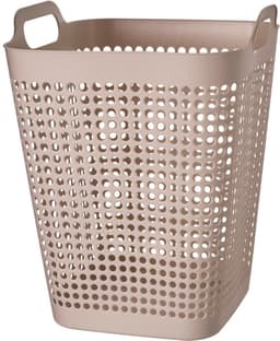 Storage Solutions Wasmand - beige - 48 liter - 40 x 51 cm - kunststof - wasbox - mand voor wasgoed - badkamer — thumbnail 1