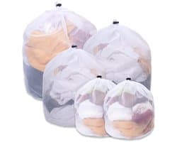 Wasnet voor wasmachine, waszak met koordstopper, fijne mesh waszak voor beha, sokken, schoenen, jeans, blouse, babykleding, koffer