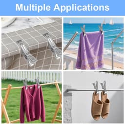 Wasknijpers, Roestvrij Stalen Clips, 12cm Lange Strandhanddoekenklemmen voor Wasgoed, Strandhanddoek, Badhanddoek, Beddengoed, Tapijt en Dikke Kleding — thumbnail 3