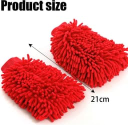 2 stuks microvezel handschoenen, chenille-washandjes, krasbestendig, zacht, absorberende reinigingsset voor auto — thumbnail 2