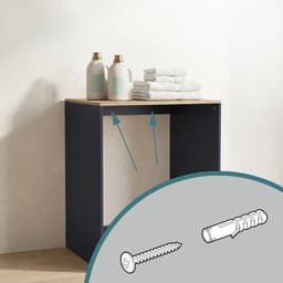 Wasmachinekast - 68x88x60 cm - antraciet naturel - met opbergruimte — thumbnail 5