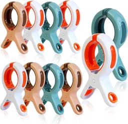 10 stuks grote strandlakenklemmen, 10 cm handdoeklepels voor strandstoelen, handdoekhouder voor zonnebank, winddichte wasklemmen handdoekhouder voor strandstoel — thumbnail 1