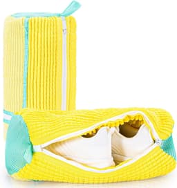 Ryoudavell - Waszakken voor Schoenen - 2 Stuks - Chenille Schoenenwaszak met Handig Zijvak voor Inlegzolen - Grote Beschermende Wasnetten voor Wasmachine en Droger - Geel — thumbnail 1