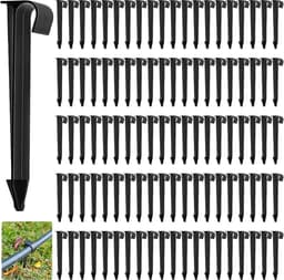 Set van 100 Grondankers voor Tuinslangen, Zwarte Plastic Verankeringen voor Druppelslangen, Geschikt voor Slangen met een Diameter van 16 mm en Lengte van 11,2 cm — thumbnail 1