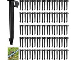Set van 100 Grondankers voor Tuinslangen, Zwarte Plastic Verankeringen voor Druppelslangen, Geschikt voor Slangen met een Diameter van 16 mm en Lengte van 11,2 cm