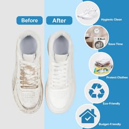 Waszak voor schoenen: Waszak voor schoenen voor wasmachine en droger - 2-delige herbruikbare reinigingsset voor sneakers en tennisschoenen (geel- 2 stuks) — thumbnail 4