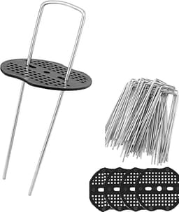 SnelShoppen - 50 Stuks Stalen Grondankers, Roestvrij Staal, Stabiele Grondankers met 50 Buffer Ringen voor Onkruid, Netten, Hekken en Camping, 150x25m — thumbnail 1