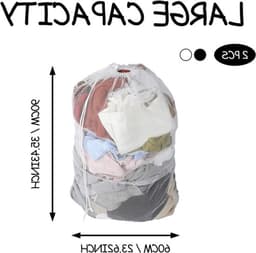 Set van 2 Wasnetten 60 x 90 cm, Grote Waszak met Trekkoord, Ideaal voor Kleding, Dekbedovertrekken en Speelgoedopslag tijdens Reizen of in de Studentenkamer — thumbnail 4
