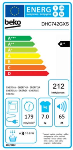Beko DHC742GXS wasdroger Vrijstaand Voorlader 7 kg Wit — thumbnail 2