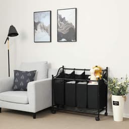 Hoppa! - Wasmand met vakken - Zwart - Polyester - 87,5 x 38,5 x 81 cm — thumbnail 5